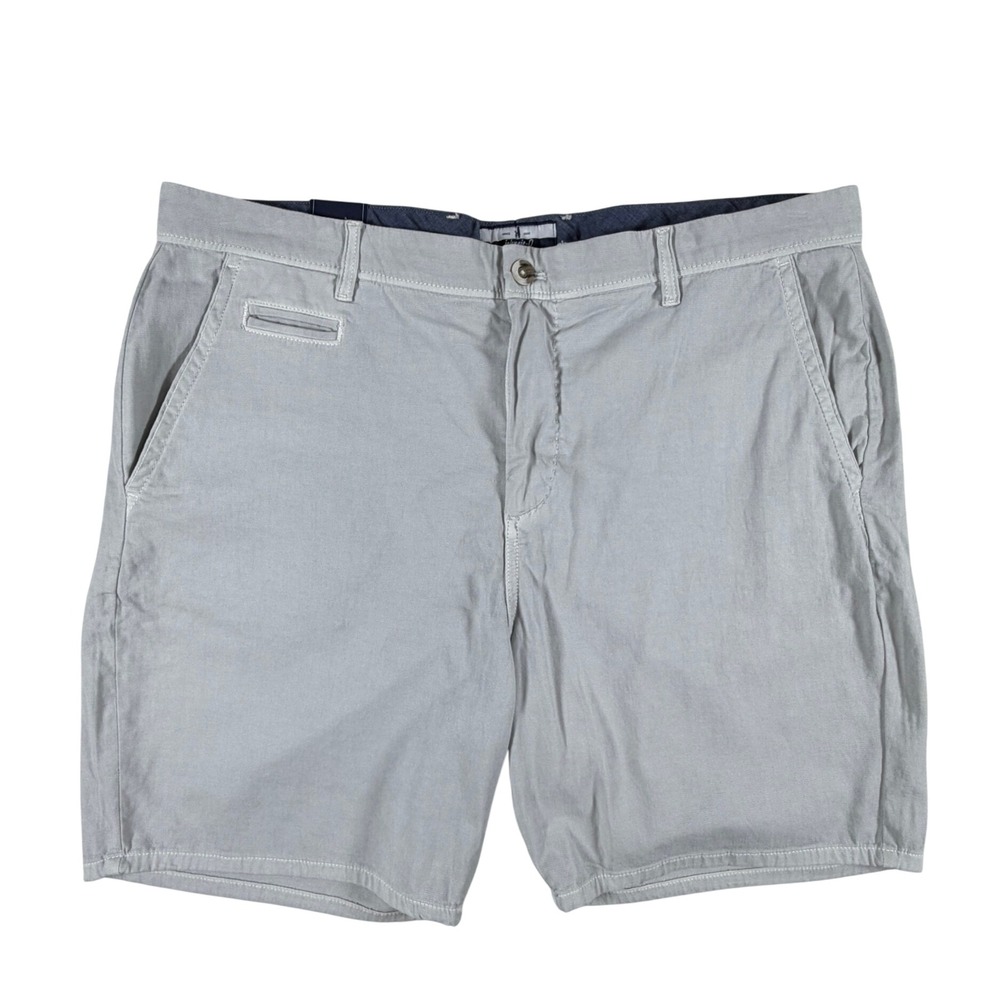 Johnnie-O Mens 38 Flat Front Shorts Chrome Gray Cotton Lyocell Stretch JMSH2270